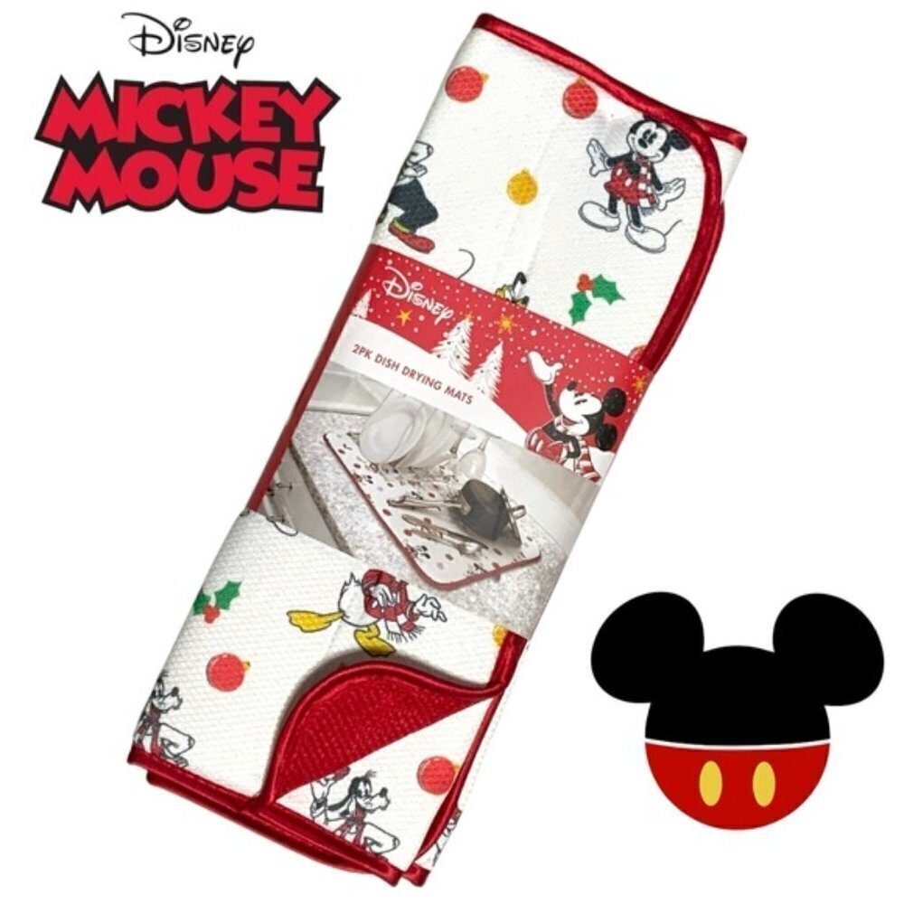Disney Holiday Set Kitchen Drying Mats Absorbent Christmas Mickey 2 Pack Set